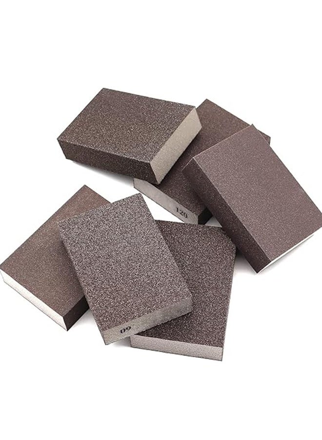 هابي دي عبوة مكونة من ستة كتل من ورق الصنفرة، كل عبوة تحتوي على 6 أنواع من الحبيبات: 60/80/120/220/180/150. إسفنج صنفرة يدوي قابل للغسل وإعادة الاستخدام، مناسب للأخشاب، الحوائط الجافة، ومعجون المعدن. - Image 5